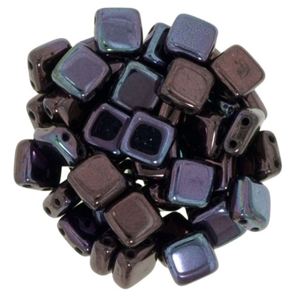 2-Hole TILE Beads 6mm CzechMates LUSTER METALLIC AMETHYST