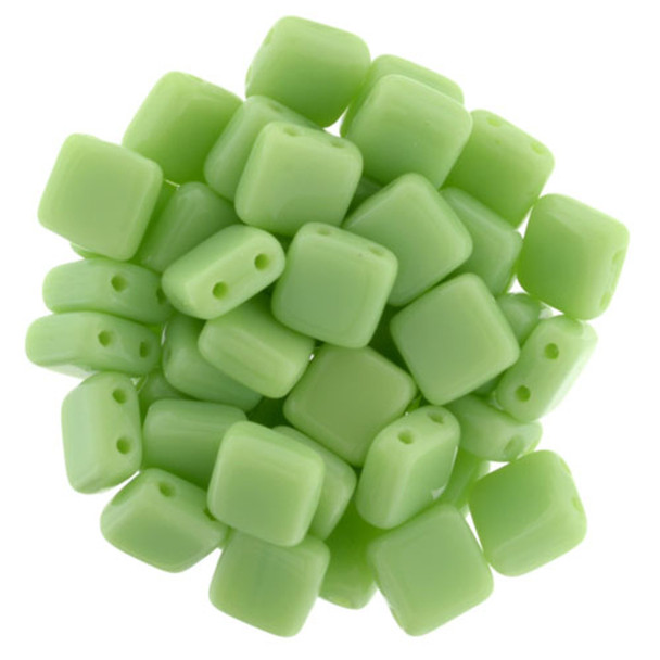 2-Hole TILE Beads 6mm CzechMates HONEYDEW