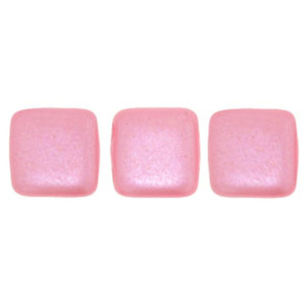 2-Hole TILE Beads 6mm PEARL COAT FLAMINGO