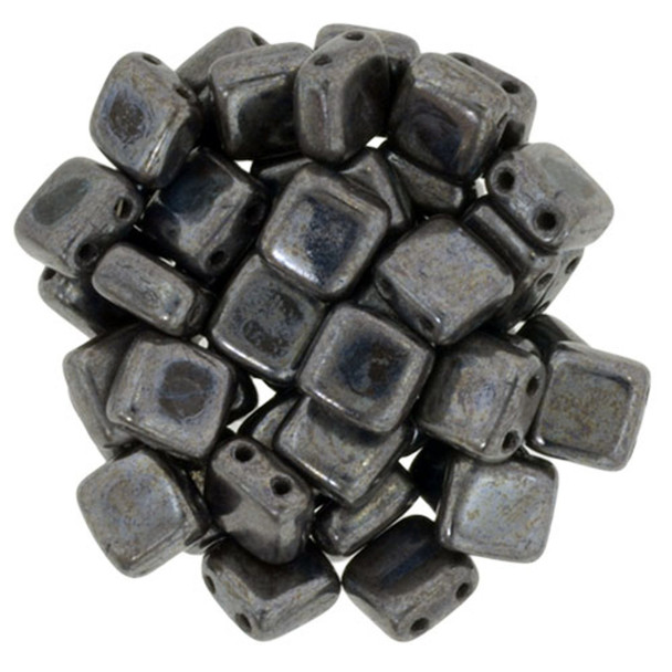 2-Hole TILE Beads 6mm CzechMates LUSTER CHOCOLATE BROWN PICASSO