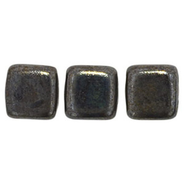 2-Hole TILE Beads 6mm LUSTER CHOCOLATE BROWN PICASSO