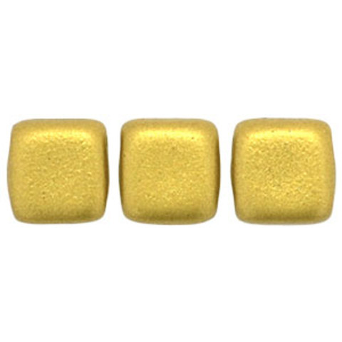 2-Hole TILE Beads 6mm MATTE METALLIC AZTEC GOLD