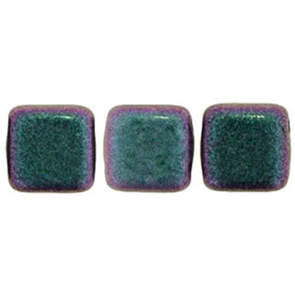 2-Hole TILE Beads 6mm POLYCHROME ORCHID AQUA