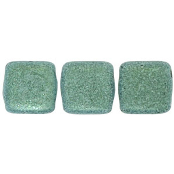 2-Hole TILE Beads 6mm METALLIC SUEDE LT GREEN