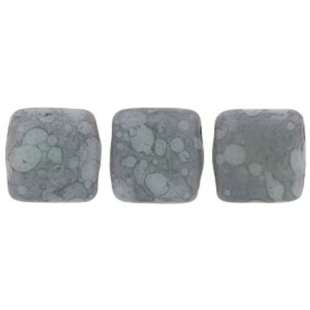 2-Hole TILE Beads 6mm MATTE OPAQUE PALE TURQUOISE MOON DUST