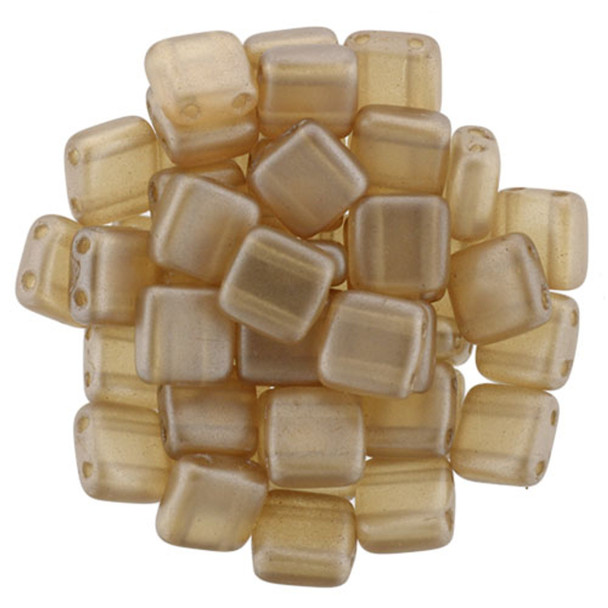 2-Hole TILE Beads 6mm CzechMates PEARL LIGHTS LATTE