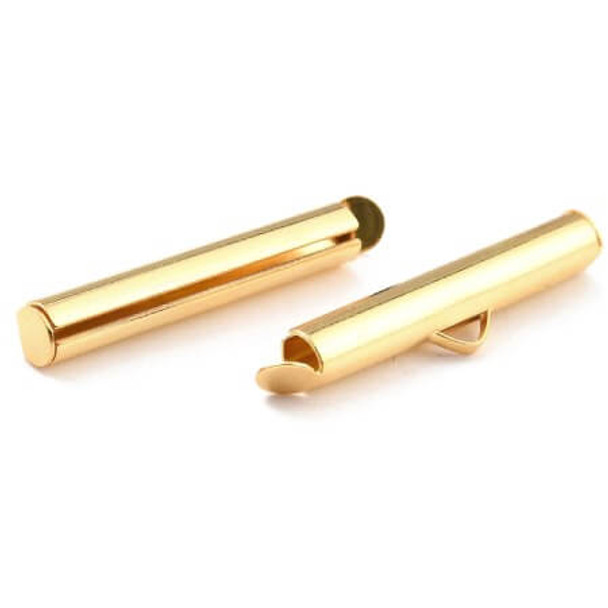 SLIDE END TUBE for 11/0 or 8/0 Seed Beads Gold Plated