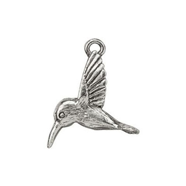 NUNN DESIGN Hummingbird Charm Antique Silver Plated Pewter