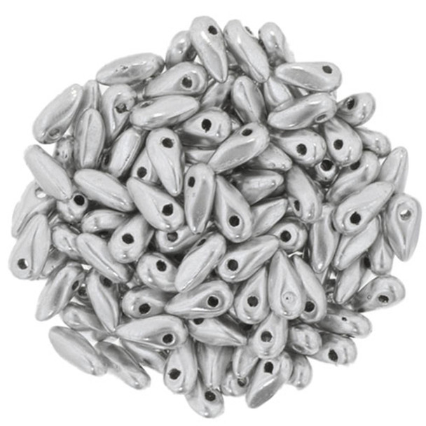 Czech Glass Mini Dagger Beads 2.5x6mm MATTE METALLIC SILVER