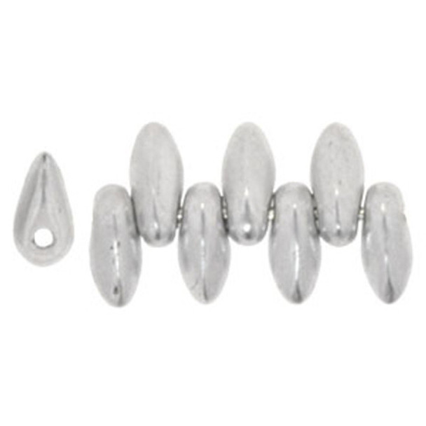 Czech Glass Mini Daggers 2.5x6mm MATTE METALLIC SILVER