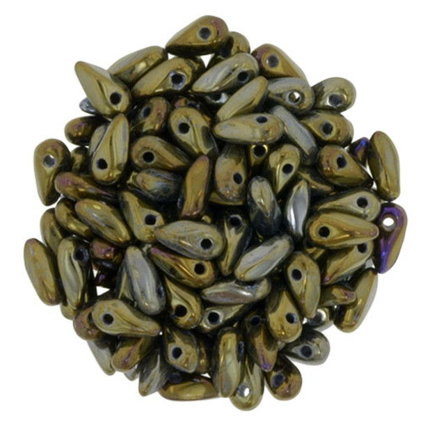 Czech Glass Mini Dagger Beads 2.5x6mm IRIS BROWN