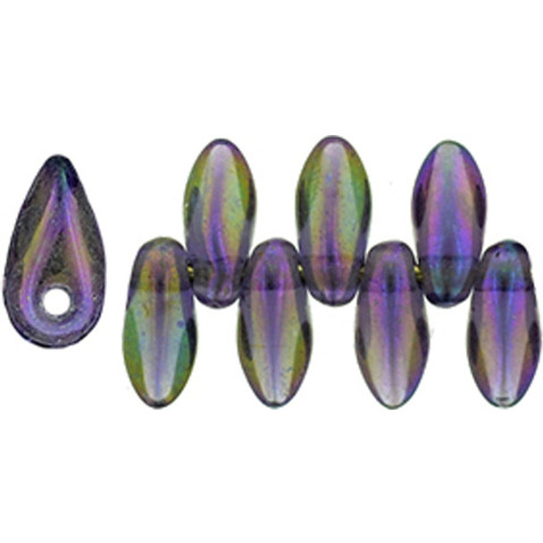 Czech Glass Mini Daggers 2.5x6mm IRIS TANZANITE