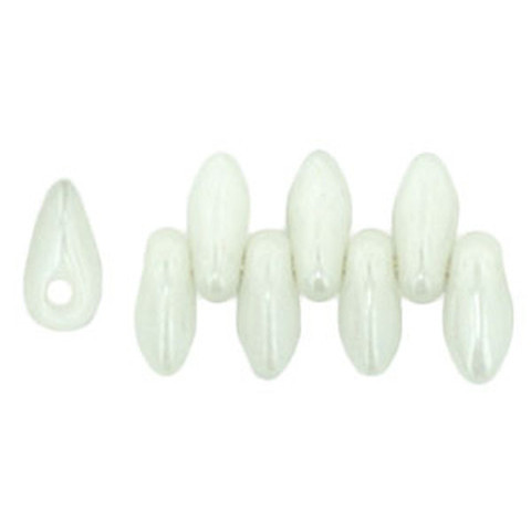 Czech Glass Mini Daggers 2.5x6mm LUSTER OPAQUE WHITE