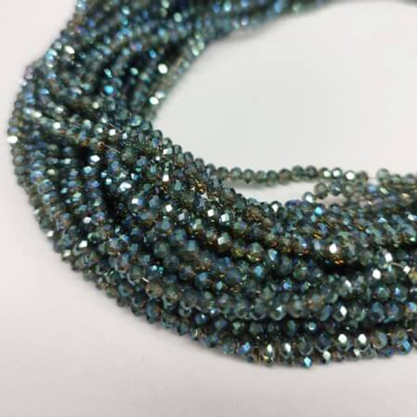 Chinese Crystal Rondelle Beads DK. SAGE IRIS