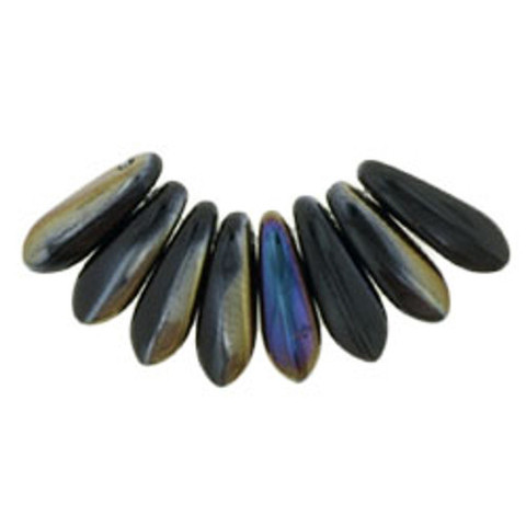 Czech Glass Dagger Beads 10x3mm TWILIGHT JET