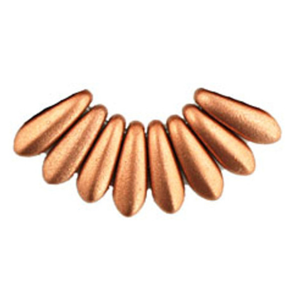 Czech Glass Dagger Beads 10x3mm MATTE METALLIC COPPER