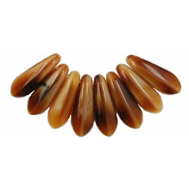 Czech Glass Dagger Beads 10x3mm PEARL BROWN