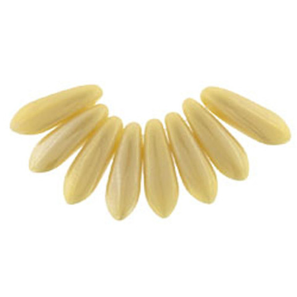 Czech Glass Dagger Beads 10x3mm LUSTER IRIS OPAQUE BEIGE