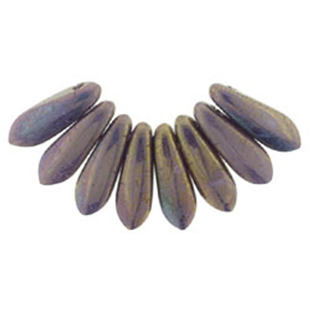 Czech Glass Dagger Beads 10x3mm LUSTER OPAQUE BRONZED SMOKE