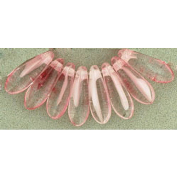 Czech Glass Dagger Beads 10x3mm CRYSTAL LT PINK