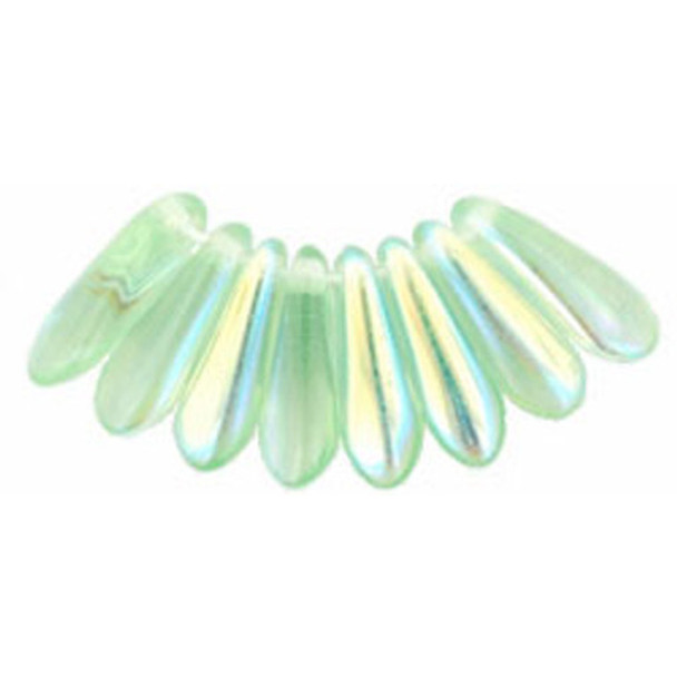Czech Glass Dagger Beads 10x3mm PERIDOT AB