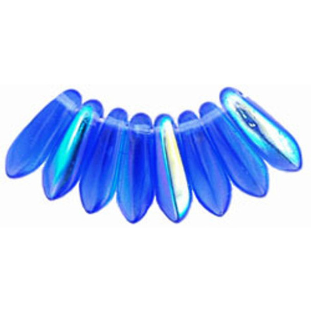 Czech Glass Dagger Beads 10x3mm SAPPHIRE AB