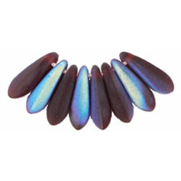 Czech Glass Dagger Beads 10x3mm MATTE GARNET AB