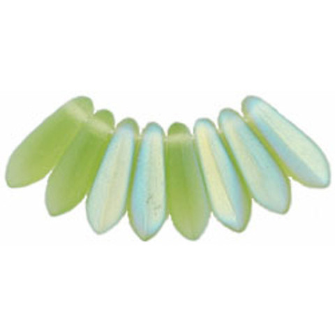 Czech Glass Dagger Beads 10x3mm MATTE OLIVINE AB
