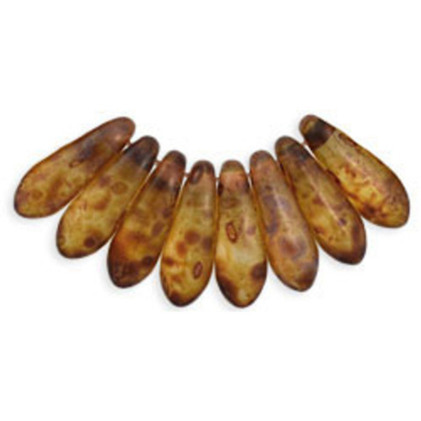 Czech Glass Dagger Beads 10x3mm MATTE CRYSTAL PICASSO