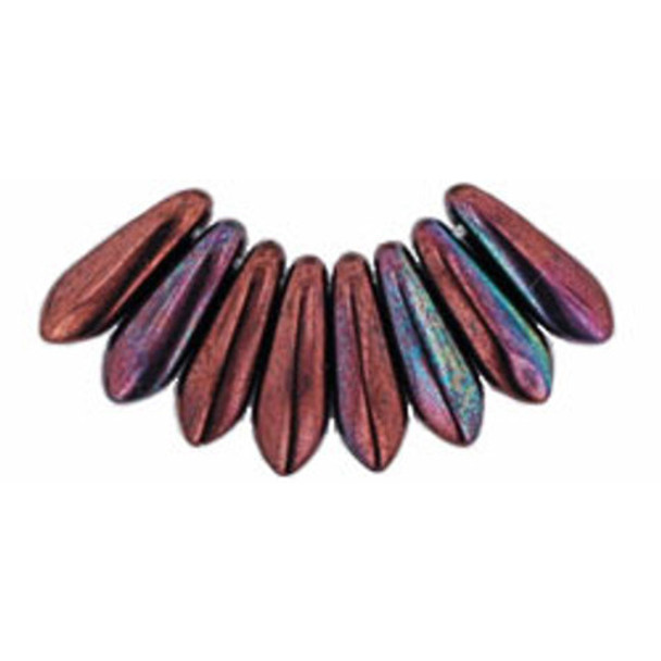 Czech Glass Dagger Beads 10x3mm LUSTER METALLIC AMETHYST