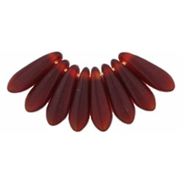 Czech Glass Dagger Beads 10x3mm MATTE GARNET