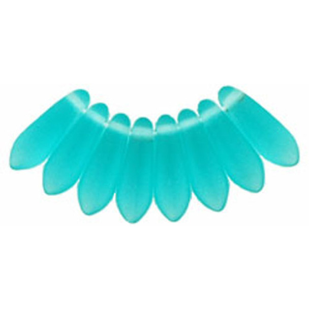 Czech Glass Dagger Beads 10x3mm MATTE TEAL