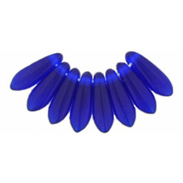 Czech Glass Dagger Beads 10x3mm MATTE COBALT