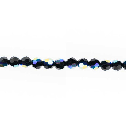 Preciosa Crystal Faceted Round Bead 3mm JET AB