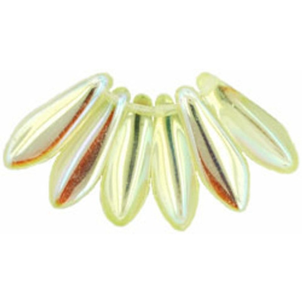 Czech Glass Dagger Beads 16x5mm JONQUIL AB