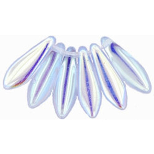 Czech Glass Dagger Beads 16x5mm ALEXANDRITE AB