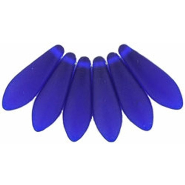 Czech Glass Dagger Beads 16x5mm MATTE COBALT