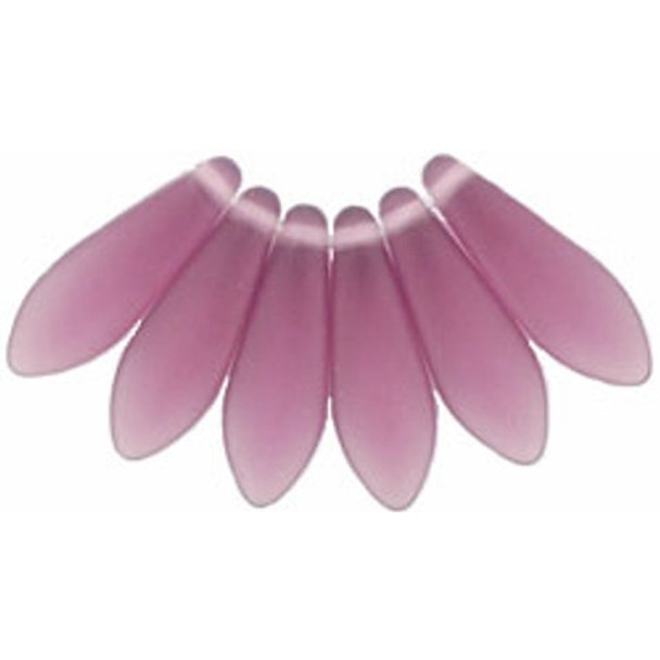 Czech Glass Dagger Beads 16x5mm MATTE MED AMETHYST