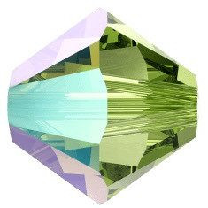 Swarovski Crystal Bicone Beads 4mm PERIDOT SHIMMER 5328