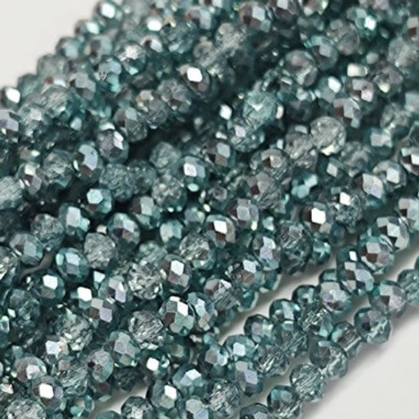 CH-3X2DKMESA-Chinese Crystal Rondelle Beads 3x2mm DK. METALLIC SAGE.