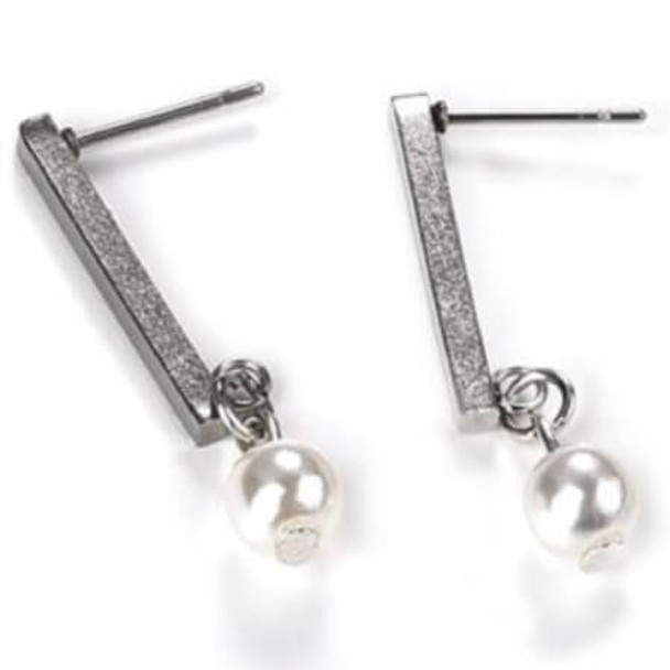 RECPEAR-215SS-RECTANGLE POST Earrings w/Loop Stainless Steel