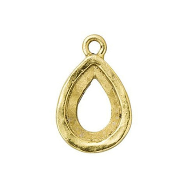 NUNN DESIGN Open Back Bezel Pear Charm 14mm Antique Gold Plated Pewter