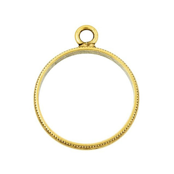NUNN DESIGN Large Beaded Circle Open Pendant Antique Gold Plated Pewter
