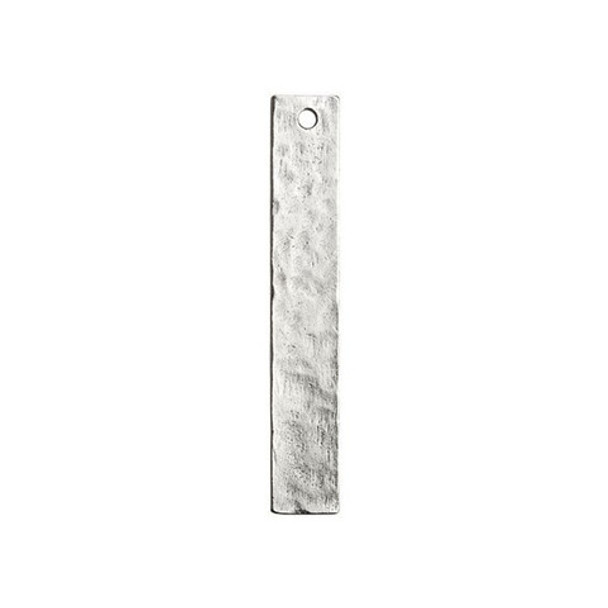 NUNN DESIGN Flat Hammered Long Narrow Tag Pendant Antique Silver Plated Pewter