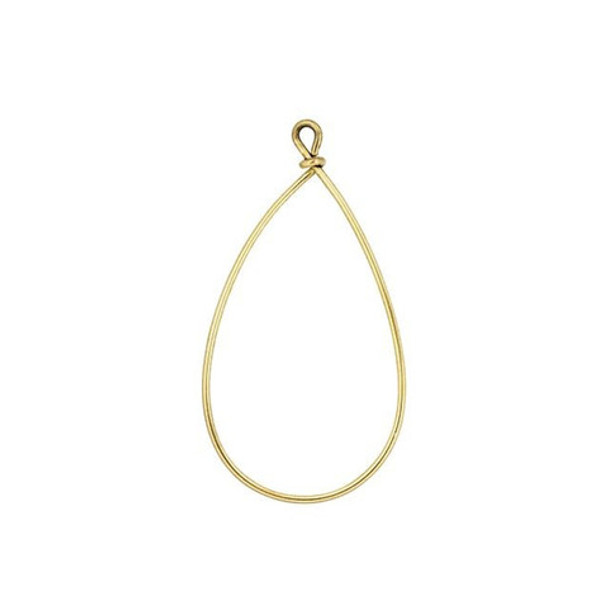 NUNN DESIGN Large Wire Frame Pear Pendant Antique Gold Plated Brass
