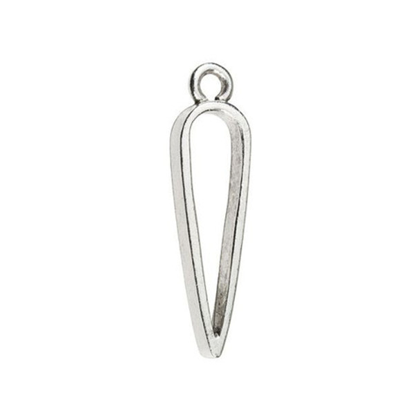 NUNN DESIGN Inverted Tear Drop Open Pendant Antique Silver Plated Pewter