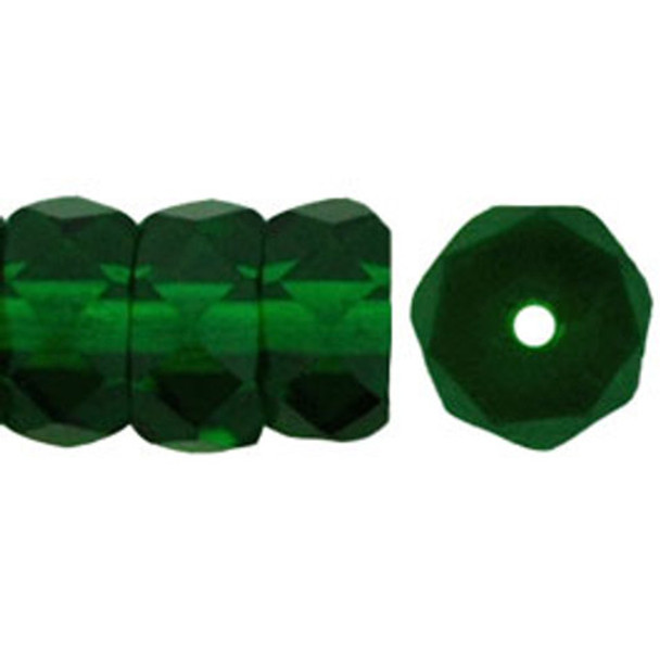 Rondelle 6x3mm Czech Glass Beads GREEN EMERALD