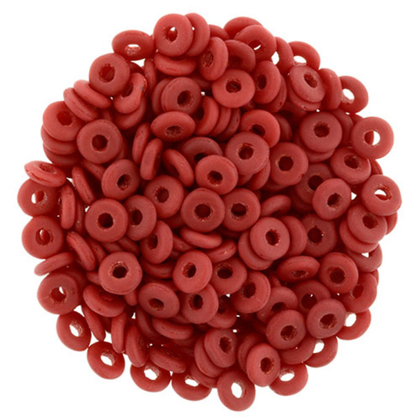 Czech Glass Ring Beads 1x4mm MATTE OPAQUE RED