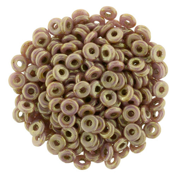 Czech Glass Ring Beads 1x4mm LUSTER OPAQUE ROSE GOLD TOPAZ