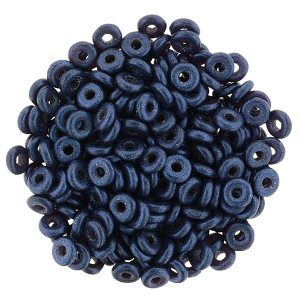 Czech Glass Ring Beads 1x4mm METALLIC SUEDE BLUE